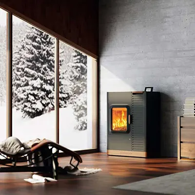 Poêle mixte hybride Austroflamm vendu par MCZ STORE Rennes, Redon, Châteaubriant