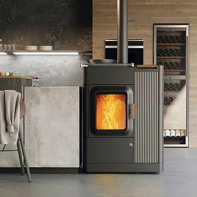 Poêle mixte hybride Austroflamm vendu par MCZ STORE Rennes, Redon, Châteaubriant